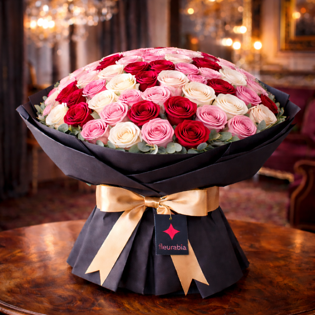 100 Mixed Roses - Rose Bouquets