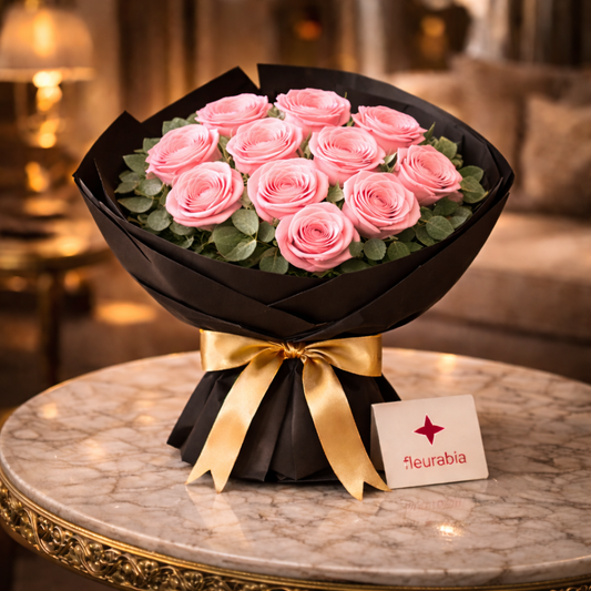 11 Pink Roses - Rose Bouquets