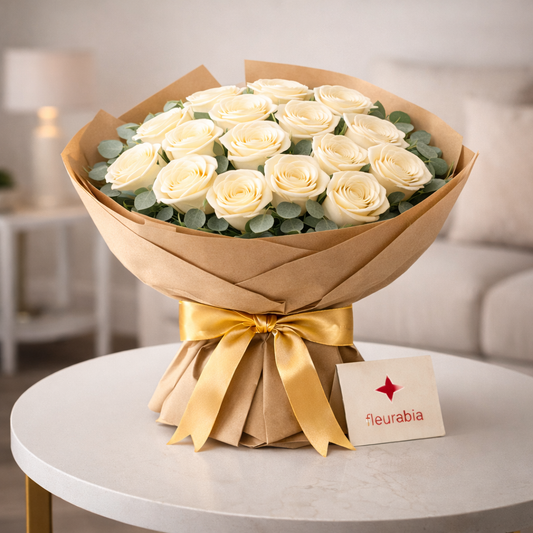 21 White Roses - Rose Bouquets