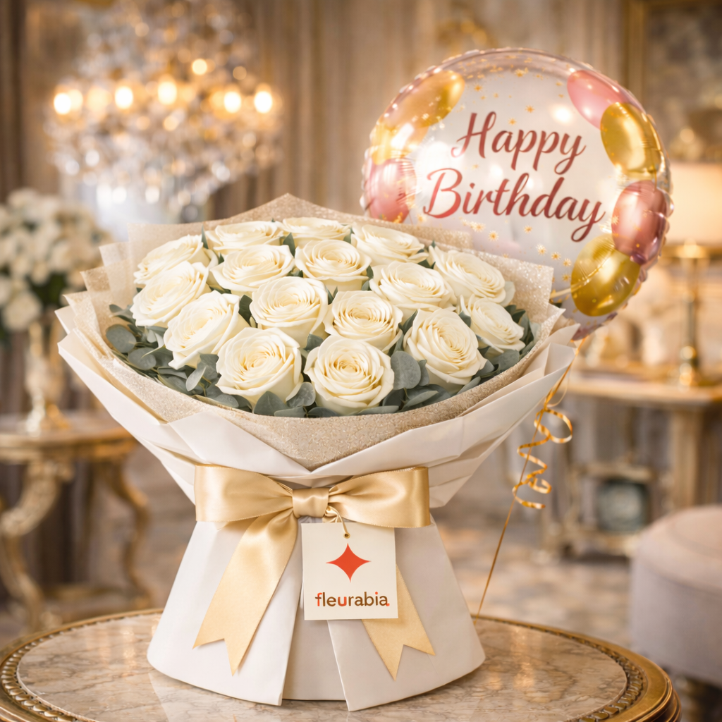 21 White Roses - Birthday Collections
