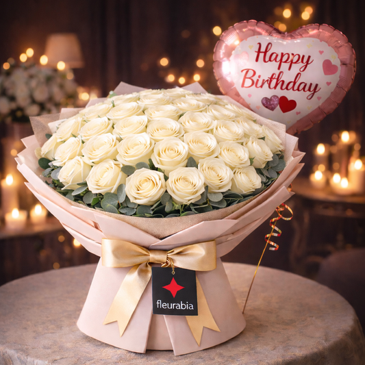 50 White Roses - Birthday Collections